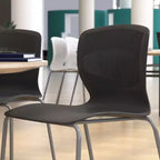 Emma et Oliver Lot de 5 chaises empilables ergonomiques en polypropylène très résistantes avec support lombaire et cadre en acier, capacité de 350 kg