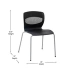 Emma et Oliver Lot de 5 chaises empilables ergonomiques en polypropylène très résistantes avec support lombaire et cadre en acier, capacité de 350 kg