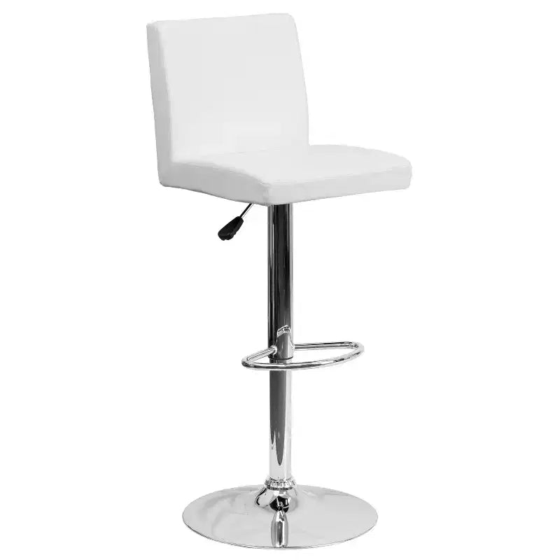 Lot de 2 tabourets de bar contemporains en vinyle à hauteur réglable Emma et Oliver avec dossier et base chromée