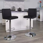 Lot de 2 tabourets de bar contemporains en vinyle à hauteur réglable Emma et Oliver avec dossier et base chromée