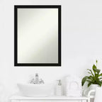 Miroir mural de salle de bain Amanti Art Avon noir étroit sans biseau