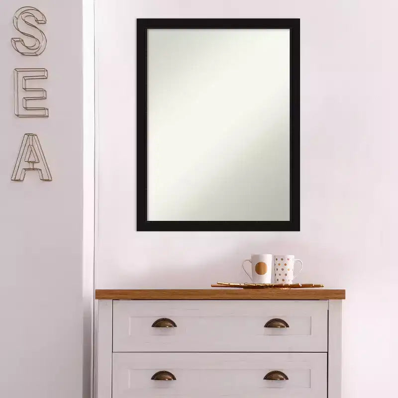 Miroir mural de salle de bain Amanti Art Avon noir étroit sans biseau