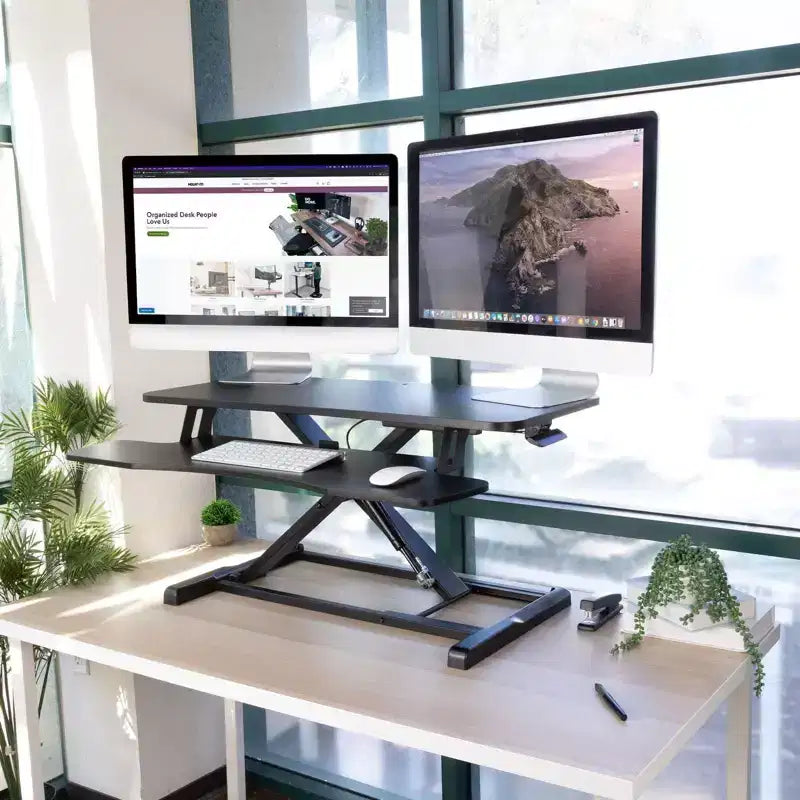 Mount-It! Convertisseur de bureau debout | Réglage de la hauteur de 4,3 à 19,9 | Capacité de poids de 37 livres | Noir
