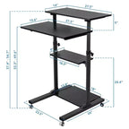 Mount-It! Bureau mobile assis-debout réglable en hauteur et poste de travail informatique avec roues verrouillables - Noir