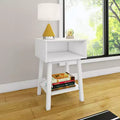 Max & Lily Nightstand with Cubby Shelf, Solid Wood Bedside Table, Side Table for Bedroom