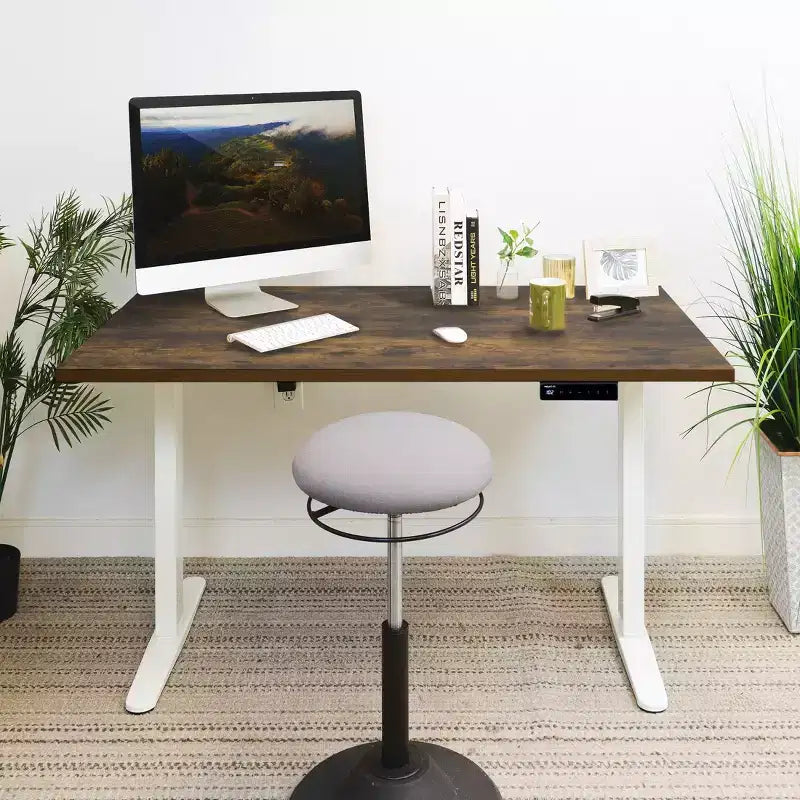 Mount-It! Bureau électrique assis-debout avec plateau – Blanc/Chêne