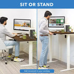 Mount-It! Bureau électrique assis-debout avec plateau – Blanc/Chêne