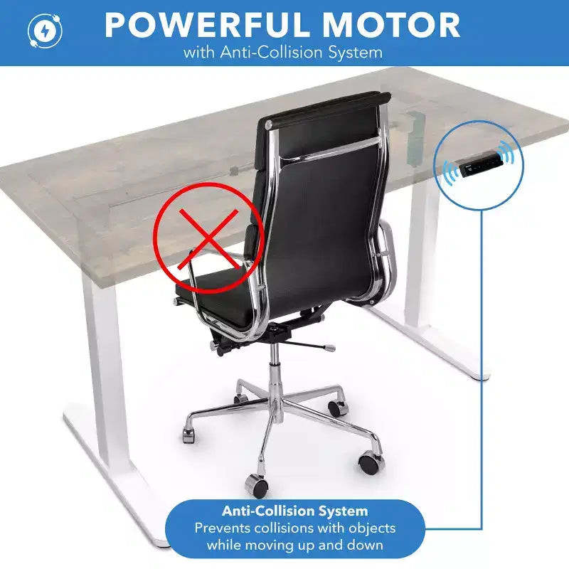 Mount-It! Bureau électrique assis-debout avec plateau – Blanc/Chêne