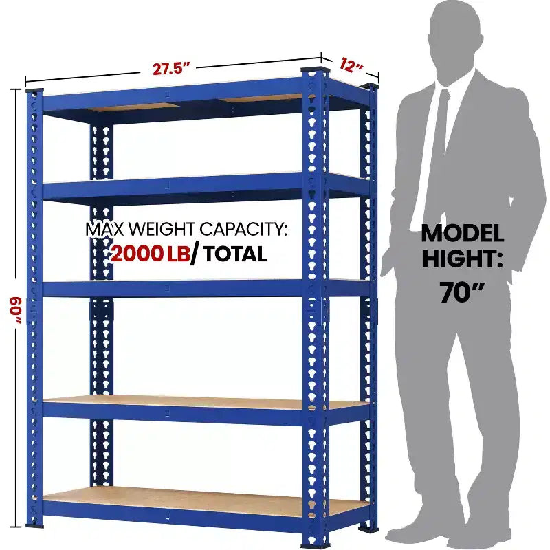 Yaheetech Étagère de rangement sans boulons à 5 niveaux Unité de rayonnage en métal