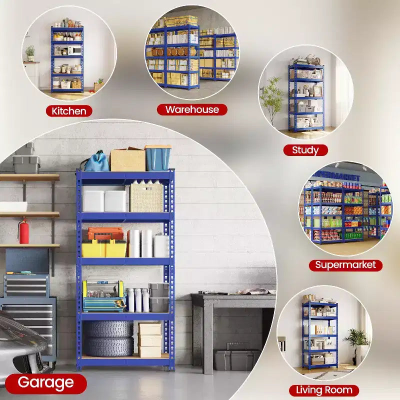Yaheetech Étagère de rangement sans boulons à 5 niveaux Unité de rayonnage en métal