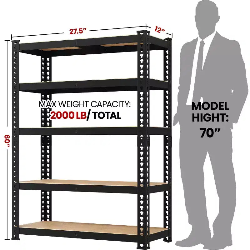 Yaheetech Étagère de rangement sans boulons à 5 niveaux Unité de rayonnage en métal