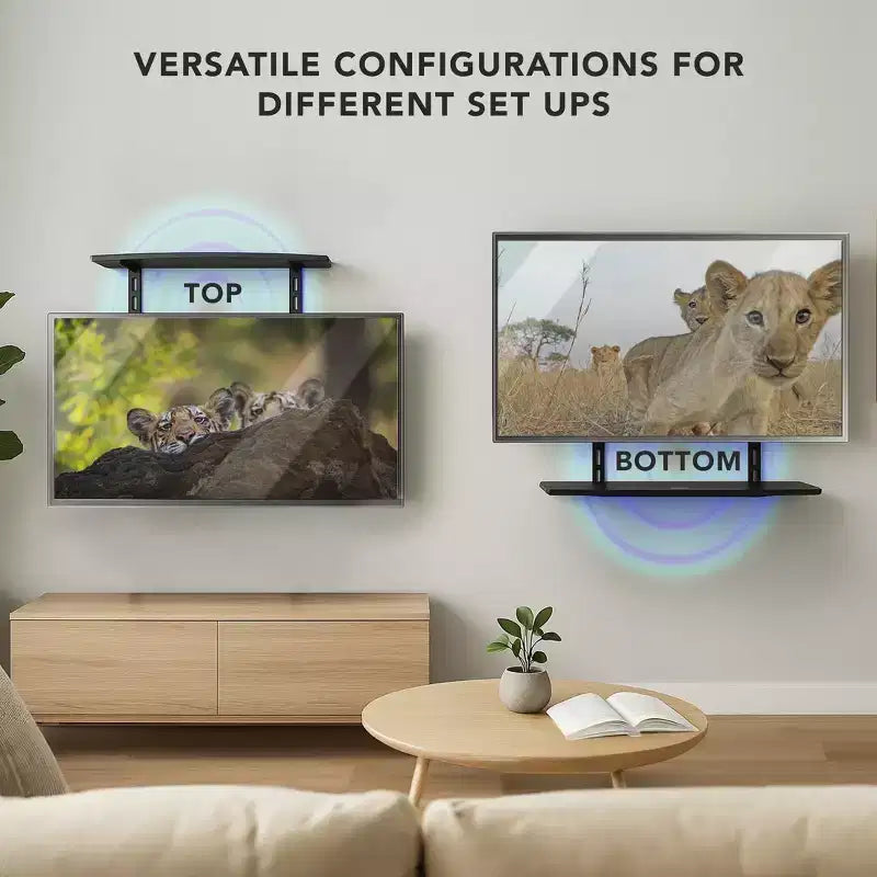 Mount-It Support mural TV sous la télévision pour décodeur, lecteur DVD, étagère pour composants audio-vidéo stéréo, noir