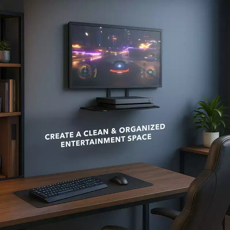 Mount-It Support mural TV sous la télévision pour décodeur, lecteur DVD, étagère pour composants audio-vidéo stéréo, noir