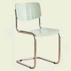 Chaise de salle à manger sans accoudoirs en métal simple, dossier plein jaune