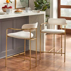 Lot de 2 tabourets de bar Buylateral en velours rétro, hauteur comptoir de 61 cm