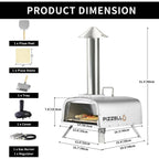Four à pizza d'extérieur multi-combustibles avec brûleur à gaz et boîte à bois - 30 cm