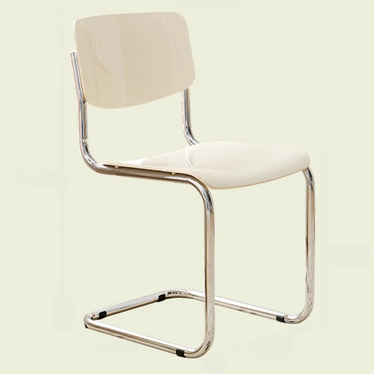 Chaise de salle à manger sans accoudoirs en métal simple, dossier plein jaune