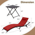 Kullavik – Ensemble de 3 chaises longues d'extérieur