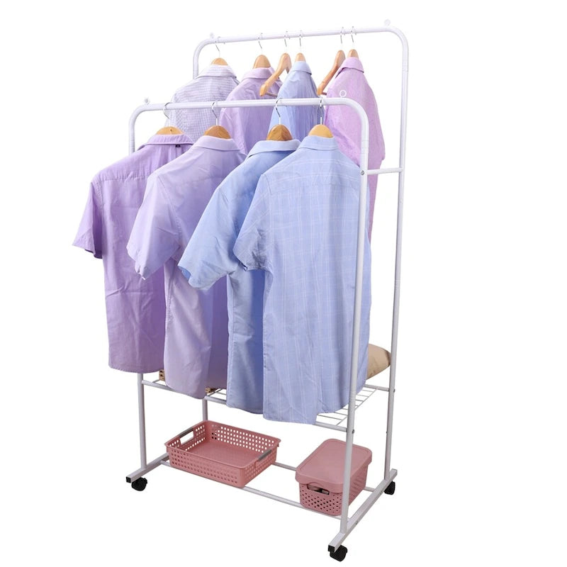 Étagère en Métal avec Roues pour Vêtements