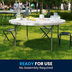 Table de réception pliante ronde en plastique de 1,5 m de diamètre avec plateau de 5 cm d'épaisseur
