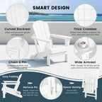 Chaise Adirondack pliante de patio d'extérieur tout temps résistante à la décoloration Polytrends Laguna