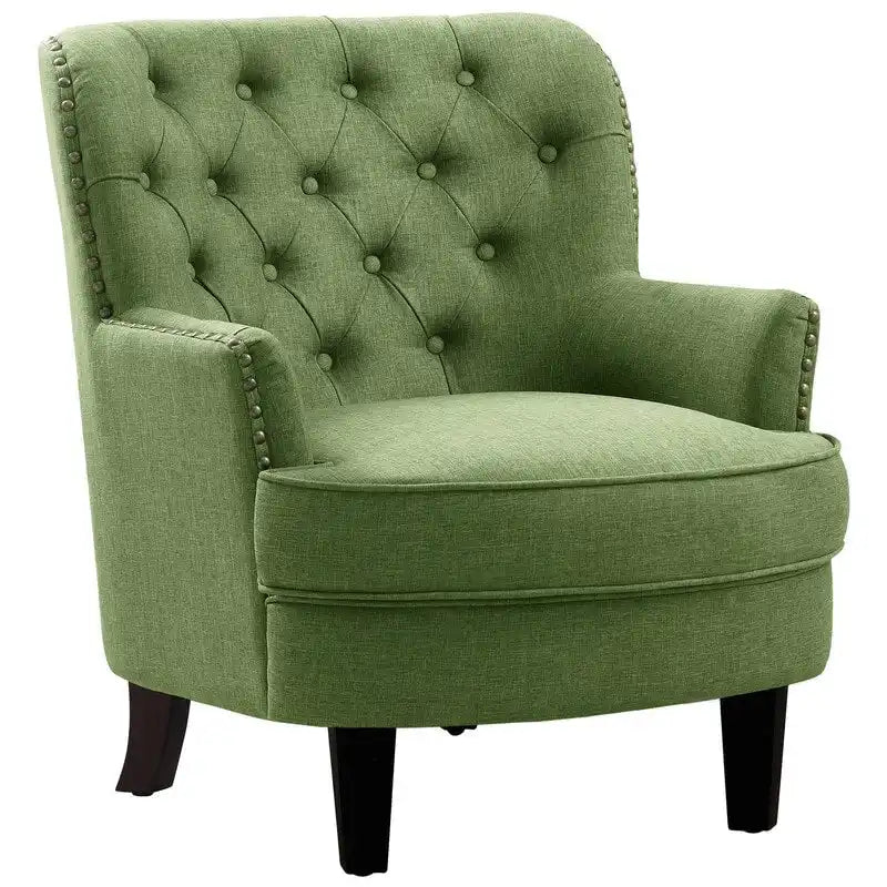 Fauteuil d'appoint capitonné à oreilles large de 76 cm en velours/lin Mignon de Moser Bay