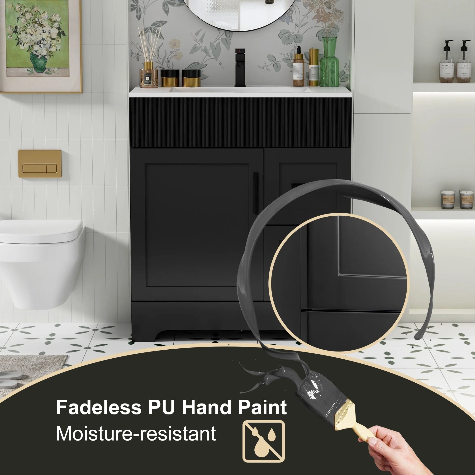 Meuble-lavabo Wavy Line 30/36/48 avec évier et robinet