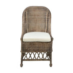 Chaise d'appoint de salle à manger en rotin naturel avec coussin, par East at Main