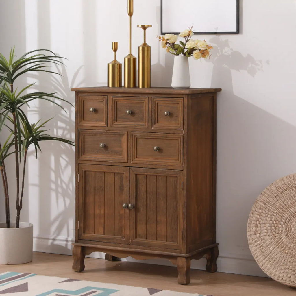 Meuble d'appoint rustique en bois marron pour le rangement du salon