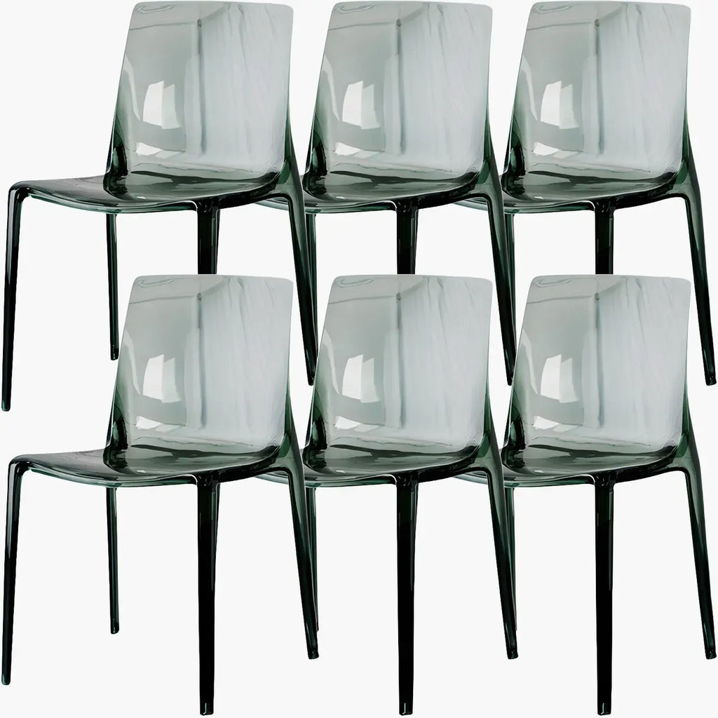 Chaise de salle à manger en acrylique ambré sans accoudoirs et à dossier bas