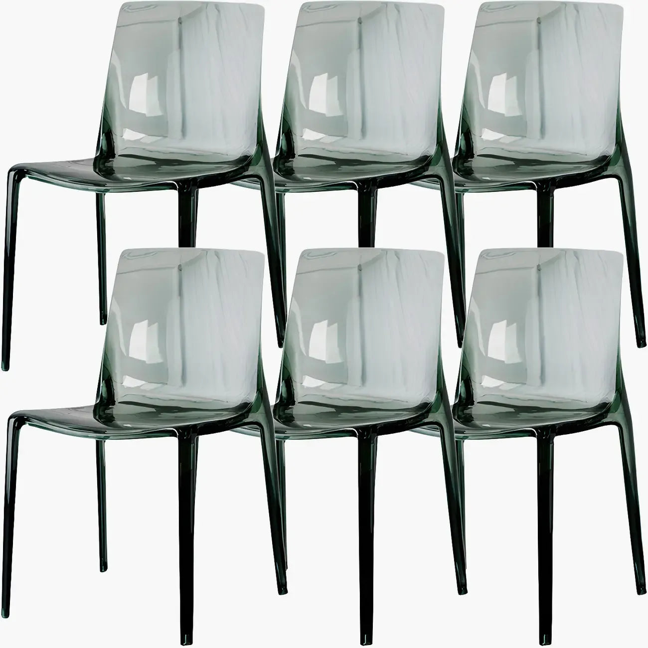 Chaise de salle à manger en acrylique ambré sans accoudoirs et à dossier bas