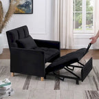 Chaise longue convertible 3-en-1 en lit, noir