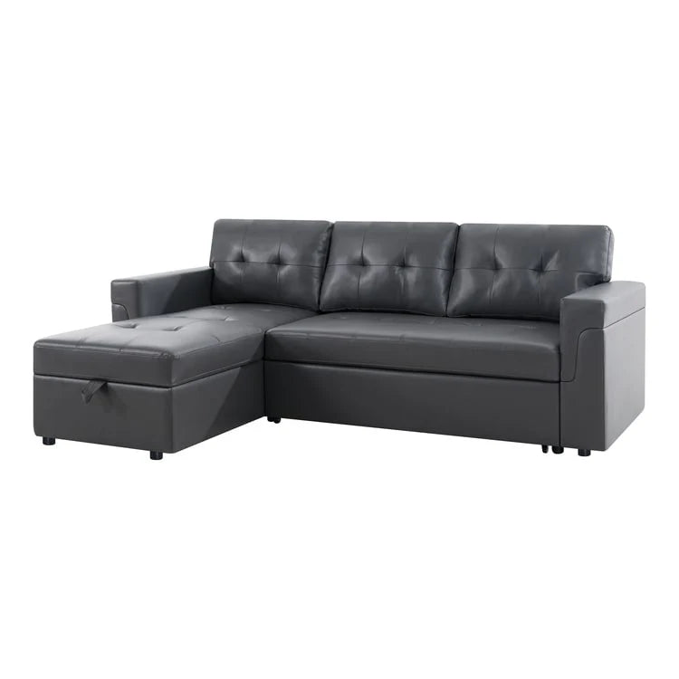 Canapé d'angle réversible convertible avec lit gigogne, méridienne avec rangement dissimulé et pieds durables