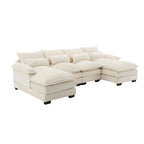 Canapé sectionnel Cloud pour salon, canapé moderne en chenille/bouclette en forme de U, canapé-lit modulaire confortable avec double méridienne
