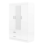 Armoire-penderie 3 portes avec miroir, étagères et 2 tiroirs