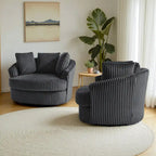 Lot de 2 fauteuils pivotants ronds surdimensionnés en velours côtelé moelleux de 43 po avec oreillers