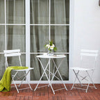 Ensemble bistro pliant 3 pièces en métal, ensemble de conversation intérieur/extérieur résistant aux intempéries pour patio, cour, jardin