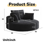 Fauteuil pivotant simple en velours côtelé et chenille avec rembourrage en mousse
