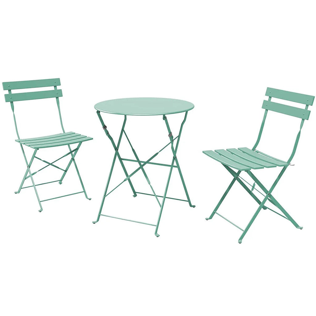 Ensemble bistro pliant 3 pièces en métal, ensemble de conversation intérieur/extérieur résistant aux intempéries pour patio, cour, jardin
