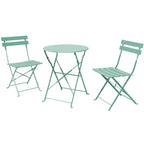 Ensemble bistro pliant 3 pièces en métal, ensemble de conversation intérieur/extérieur résistant aux intempéries pour patio, cour, jardin