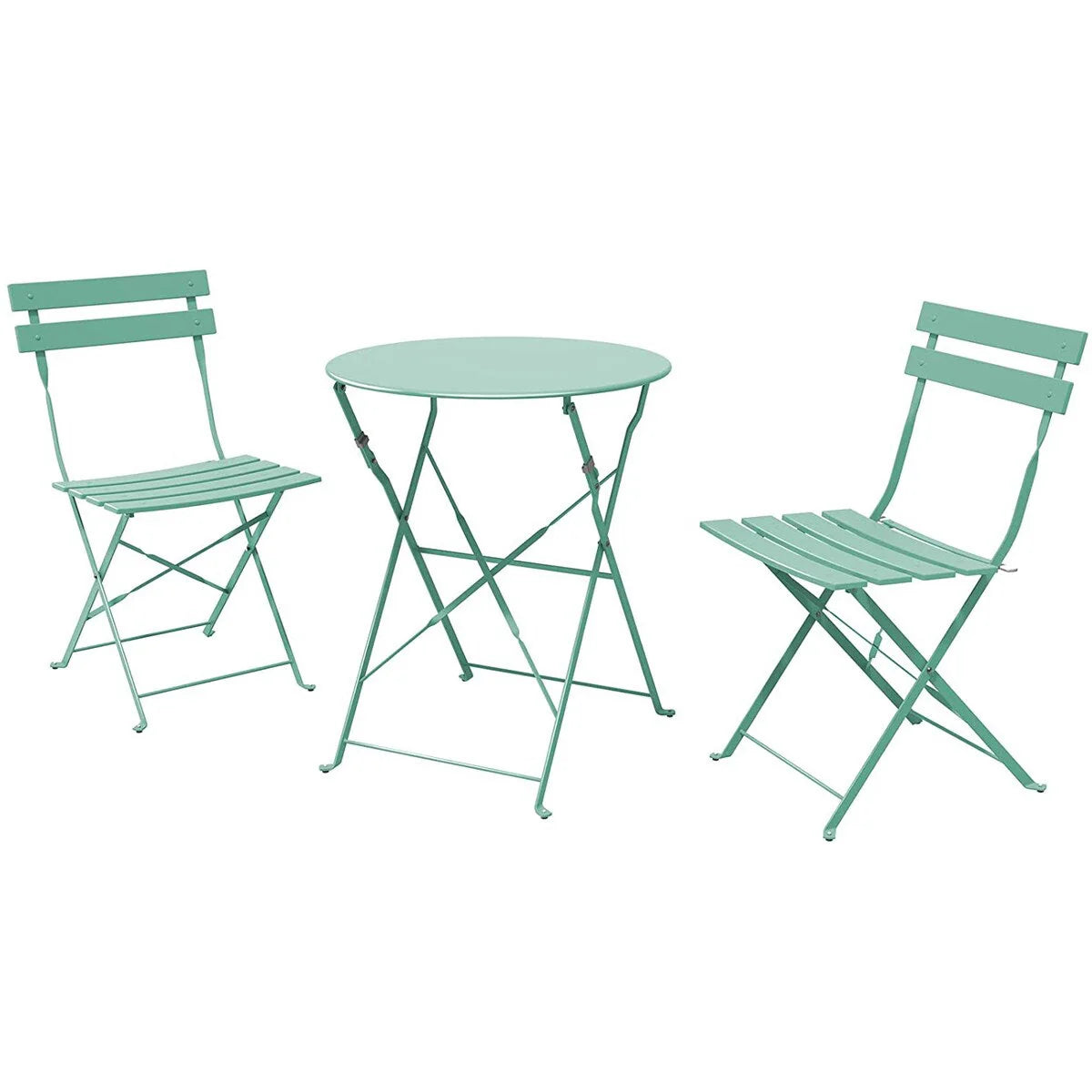 Ensemble bistro pliant 3 pièces en métal, ensemble de conversation intérieur/extérieur résistant aux intempéries pour patio, cour, jardin