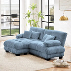 Canapé d'angle en forme de L en chenille avec coussins lombaires