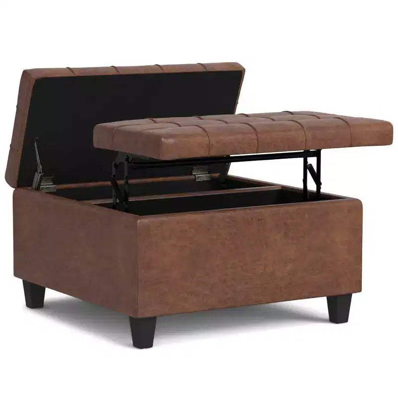 Table basse carrée avec rangement et pouf WyndenHall Elliot