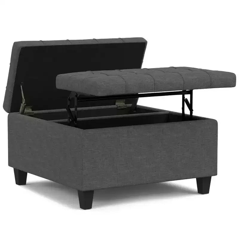 Table basse carrée avec rangement et pouf WyndenHall Elliot