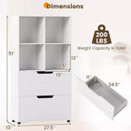 Étagère Costway avec 2 tiroirs, bibliothèque ouverte à 4 niveaux avec 4 cubes de rangement pour le bureau à domicile