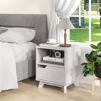 Costway Table de Chevet/D'appoint 1 ou 2 tiroirs avec Étagère de Rangement et Espace Optimisé, Blanche