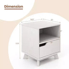 Costway Table de Chevet/D'appoint 1 ou 2 tiroirs avec Étagère de Rangement et Espace Optimisé, Blanche