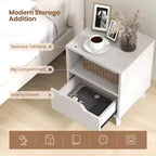 Costway Table de Chevet/D'appoint 1 ou 2 tiroirs avec Étagère de Rangement et Espace Optimisé, Blanche