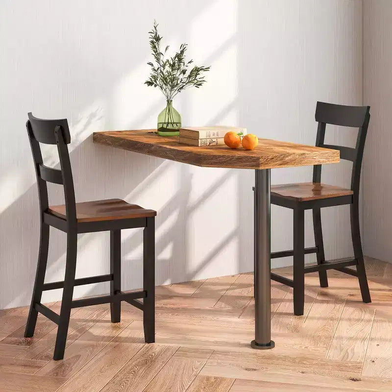 Lot de 4 tabourets de bar en bois Costway, chaises de bar avec cadre en bois de caoutchouc LVL, dossier, repose-pieds Noir/Blanc