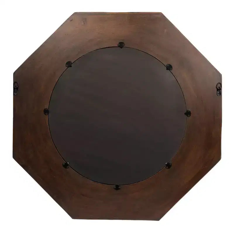 Miroir mural hexagonal à cadre en bois sculpté Storied Home